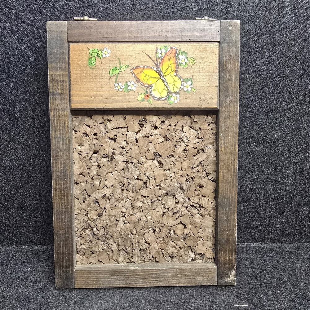 Vintage Handpainted Corkboard Butterfly by The Kitchen Cupboard, Texas USA 10X7"